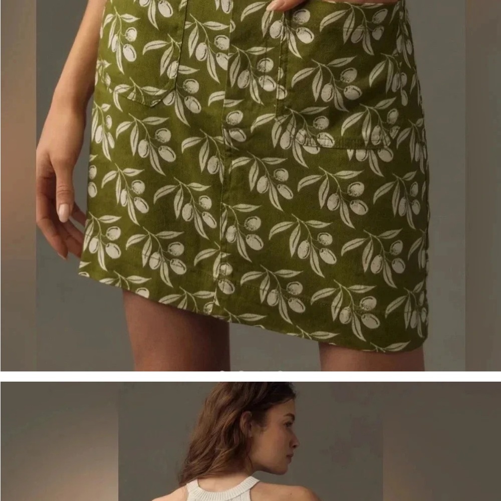 Anthropologie Boho Colette Green Floral Skirt Maeve